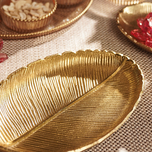 Gold Florence Leaf Shaped Platter