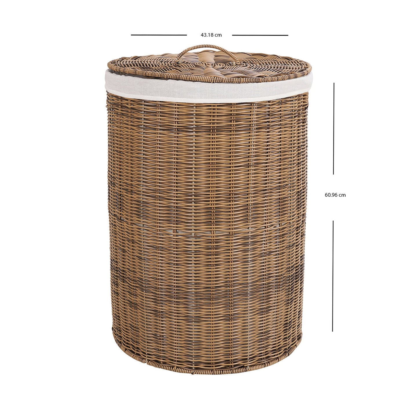 Natural Round Heather Wicker Bin with Lid