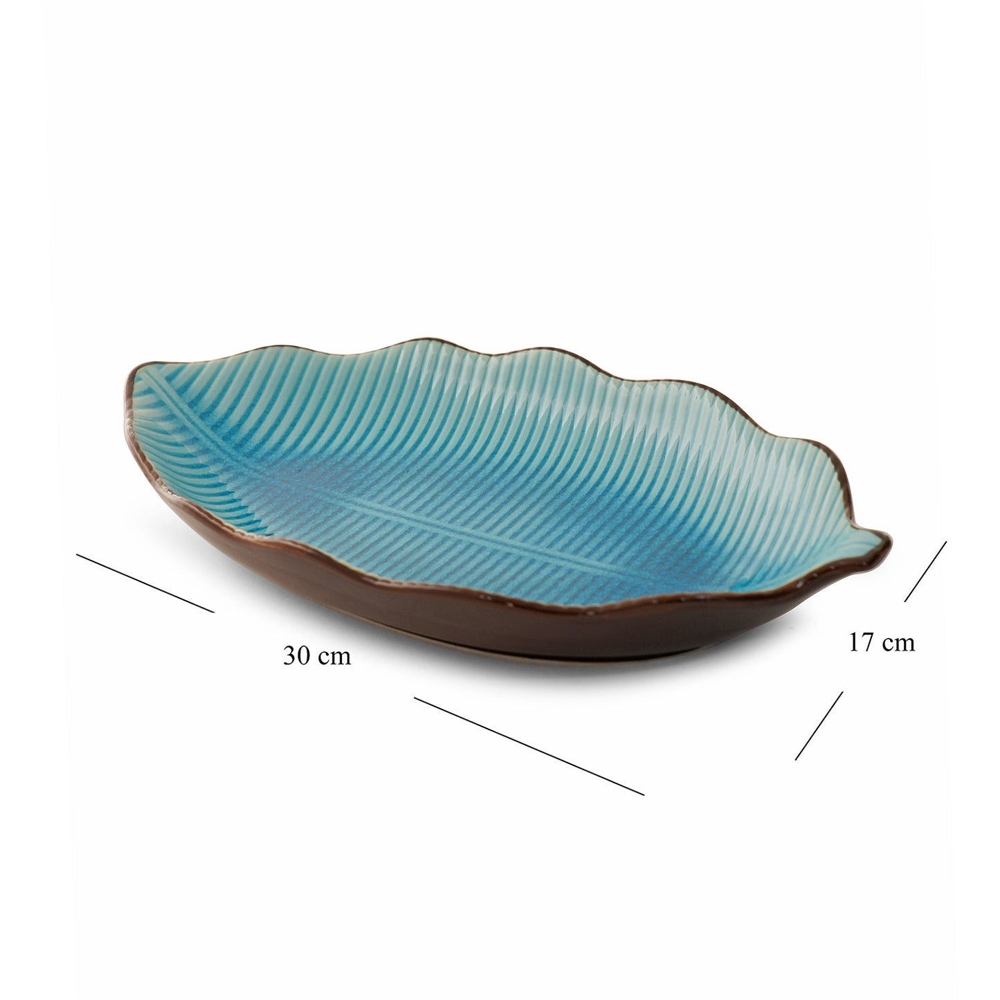 Light Blue Ceramic Leaf Platter
