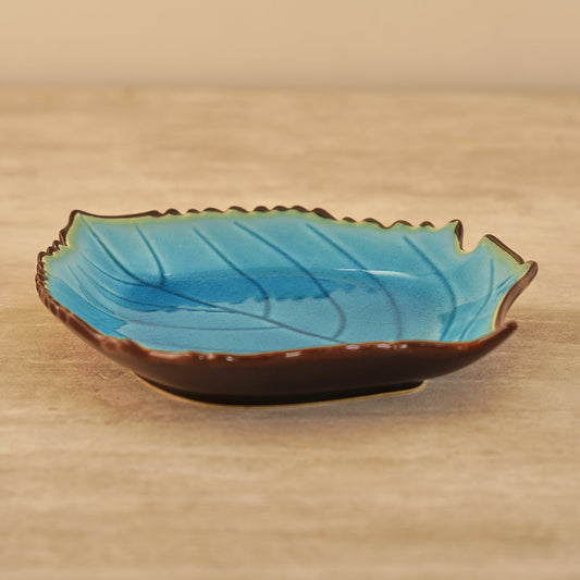 Light Blue Ceramic Leaf Plate