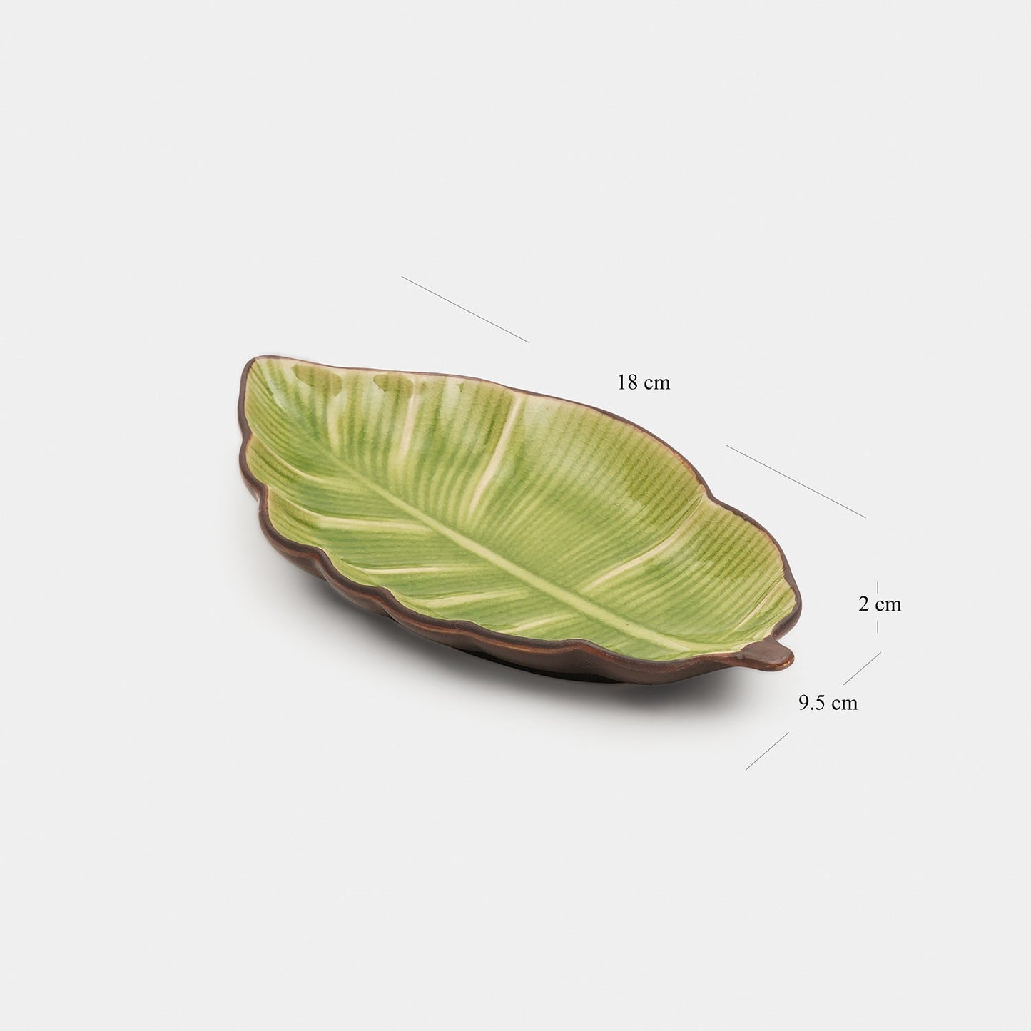 Light Green Ribbed Ceramic Leaf Platter