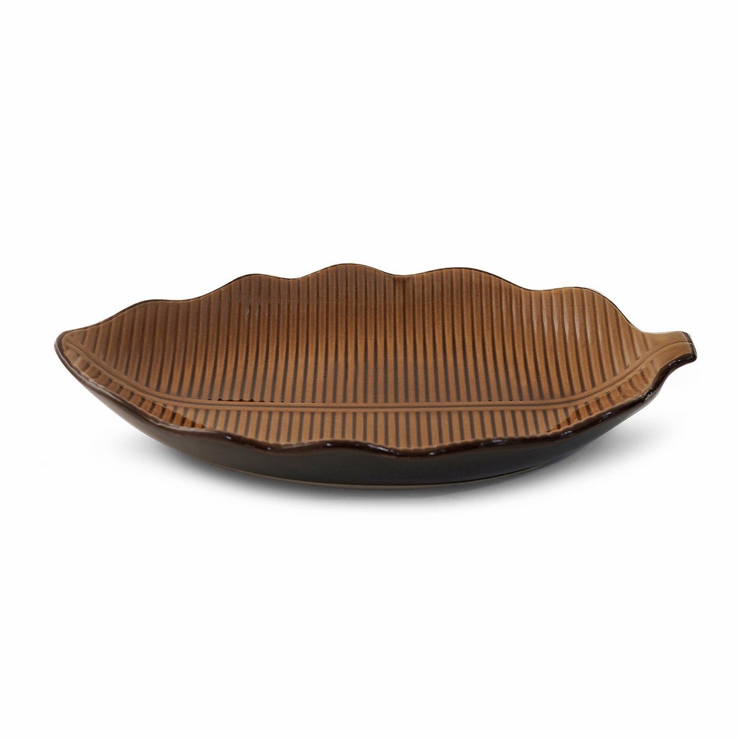 Brown Ceramic Leaf Platter