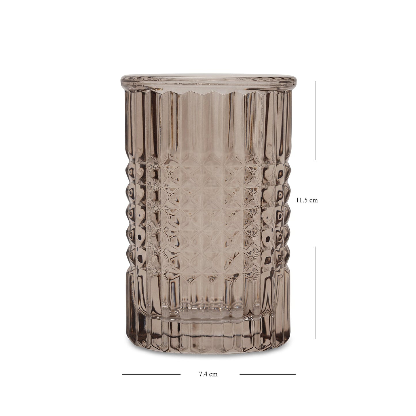 Brown Diamond Texture Glass Tooth Brush Holder 7.4×7.4×11.5cm