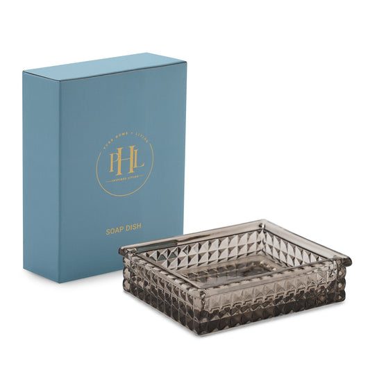 Brown Diamond Texture Glass Soap Dish