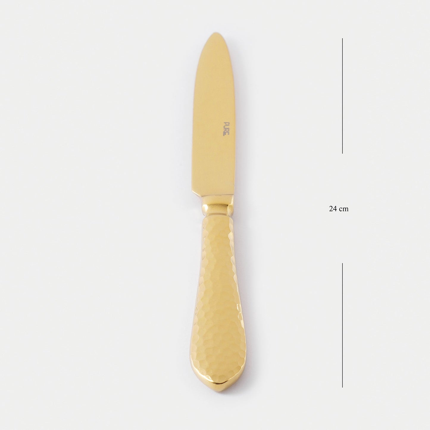 Set Of 4 Gold Hammered Dinner Knives