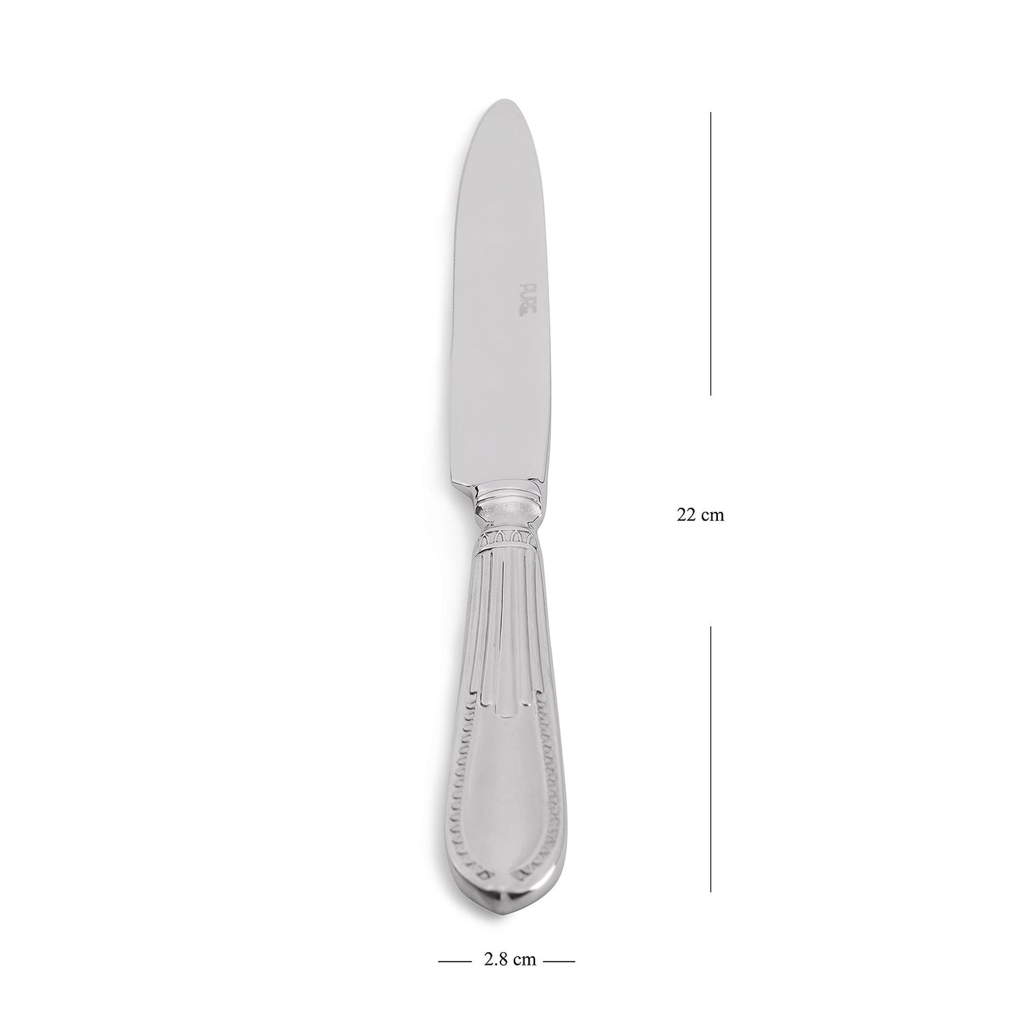 Set Of 4 Silver Steel Dinner Knives With Embossing
