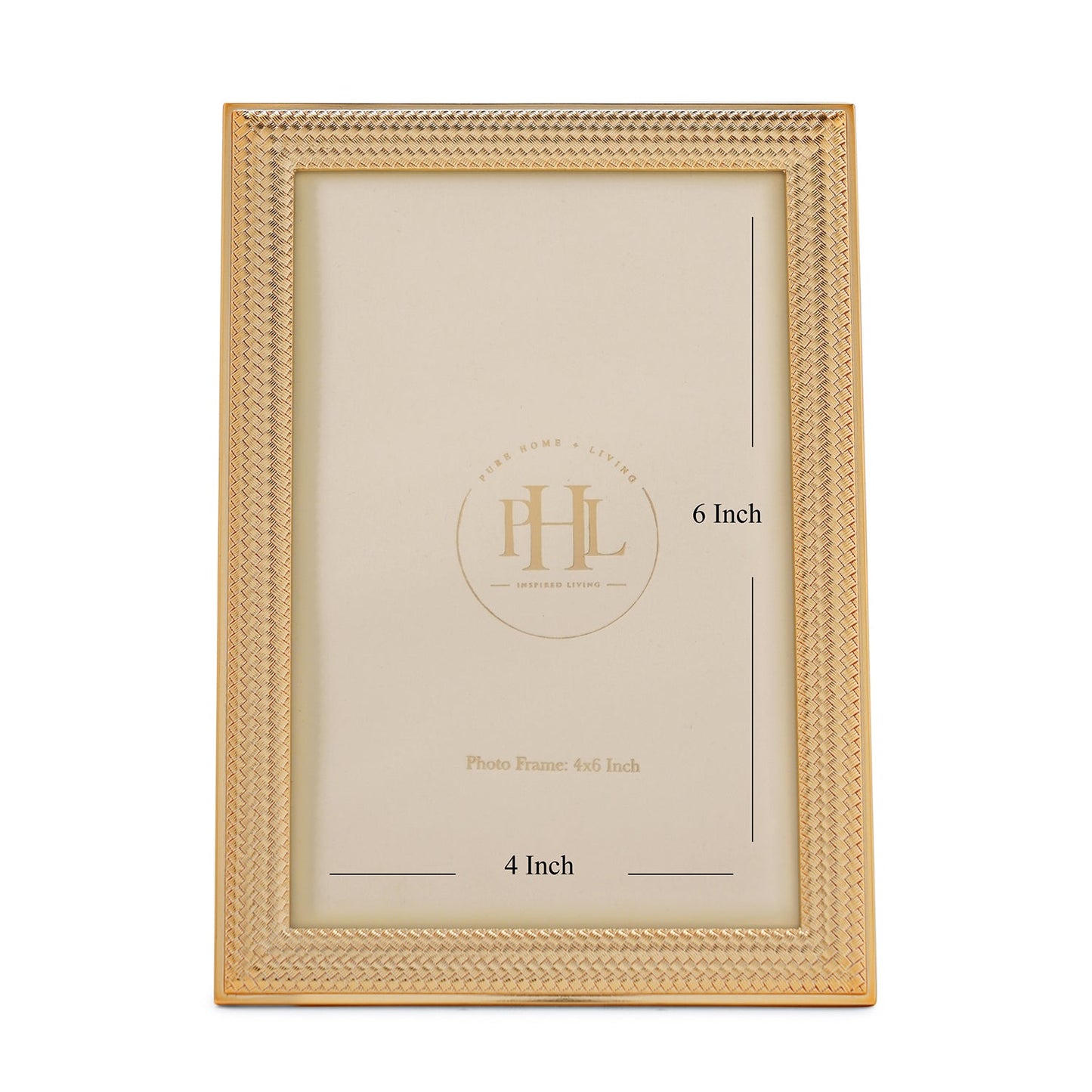 Gold Plated Weaved Pattern Metal Photo Frame - Small