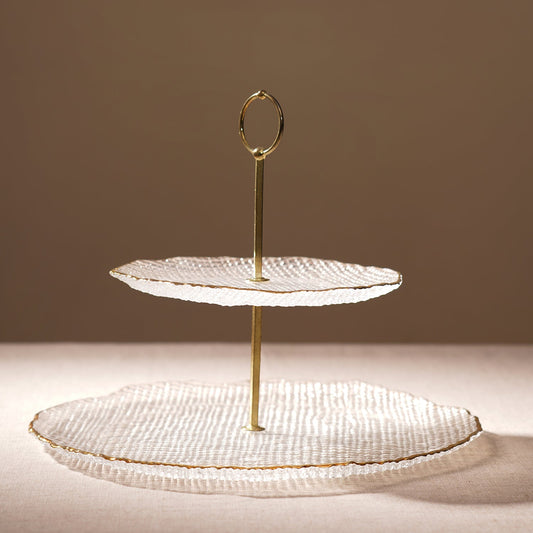 Clear Fizz Textured Glass Cake Stand 33×33×23cm