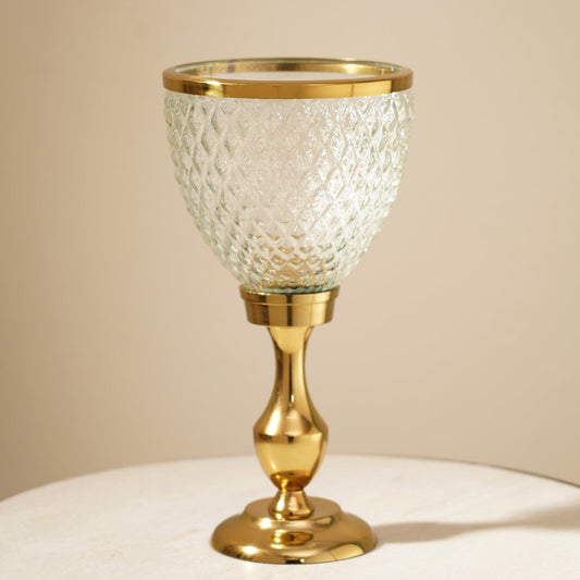 Clear Glass Diamond Textured Hurricane