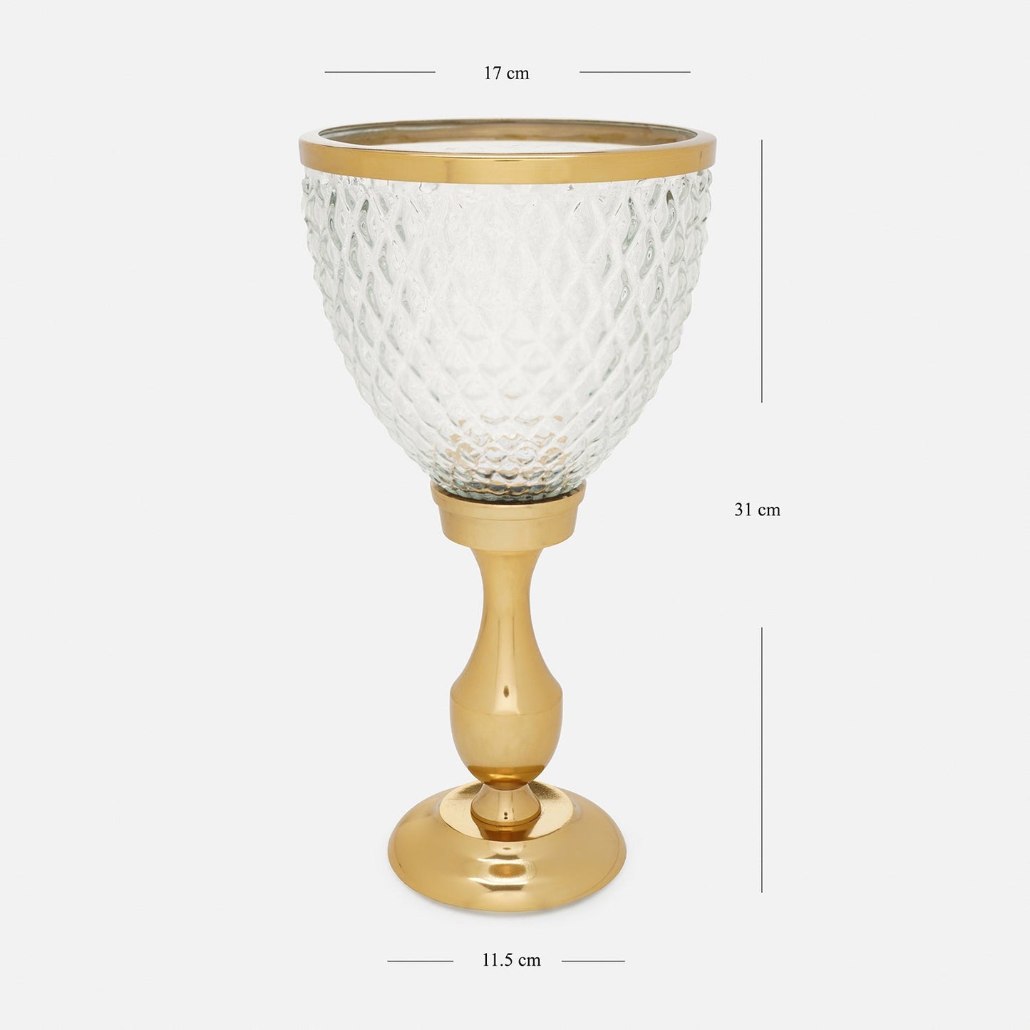 Clear Glass Diamond Textured Hurricane