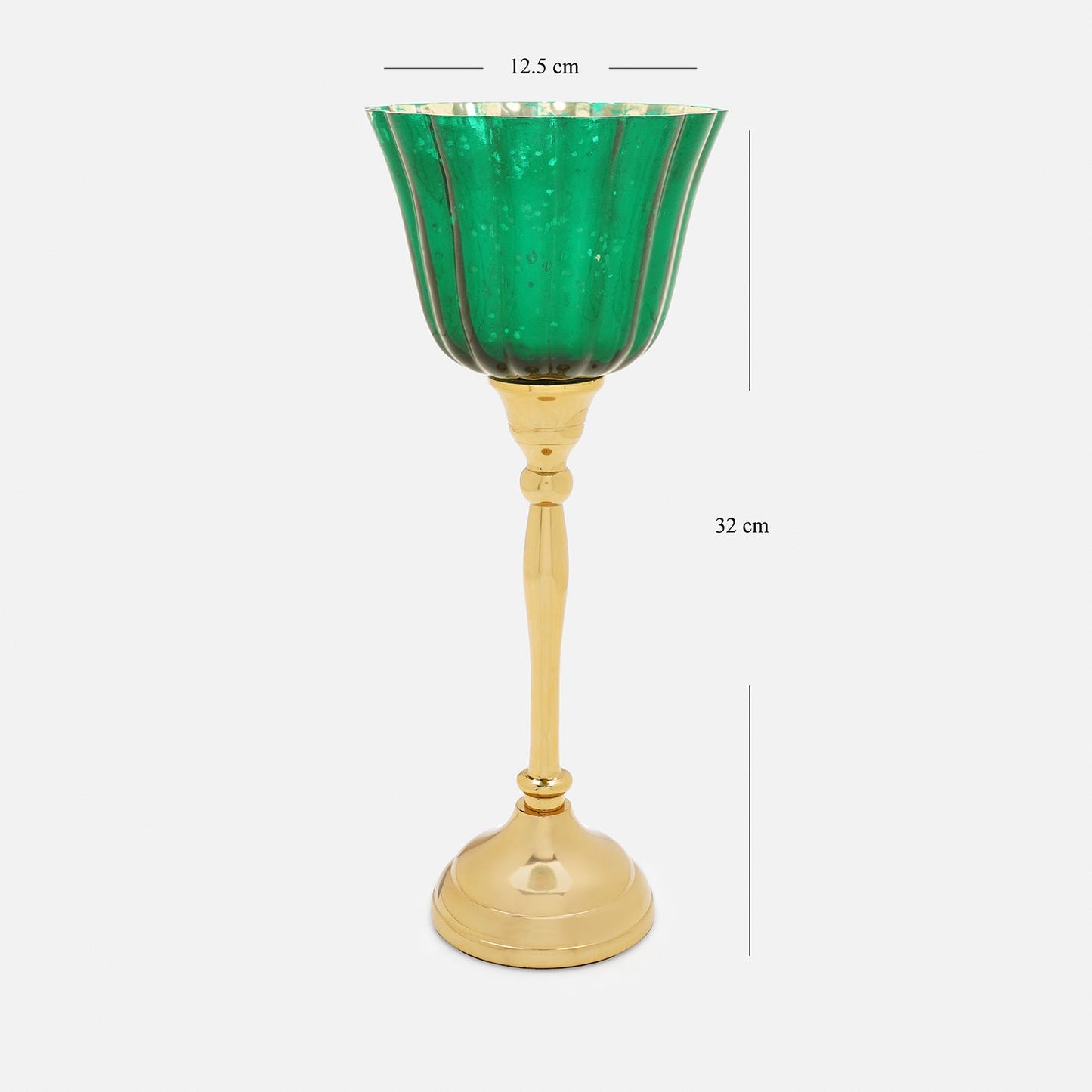 Green and Gold Votive with Metal Stand - Large
