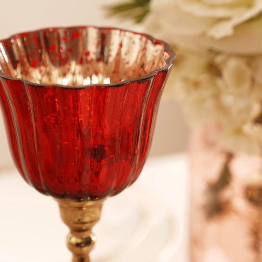 Red and Gold Votive with Metal Stand - Large