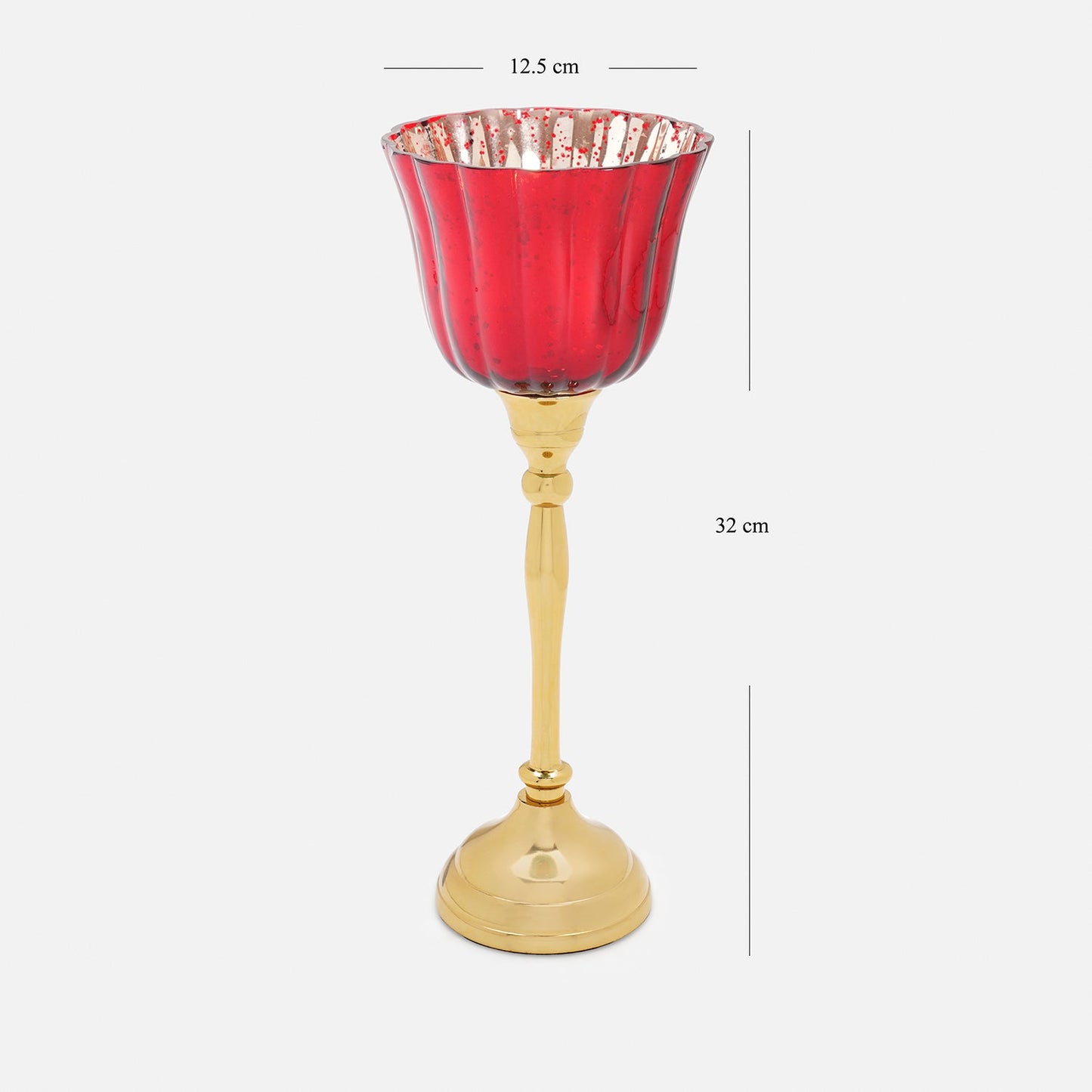 Red and Gold Votive with Metal Stand - Large