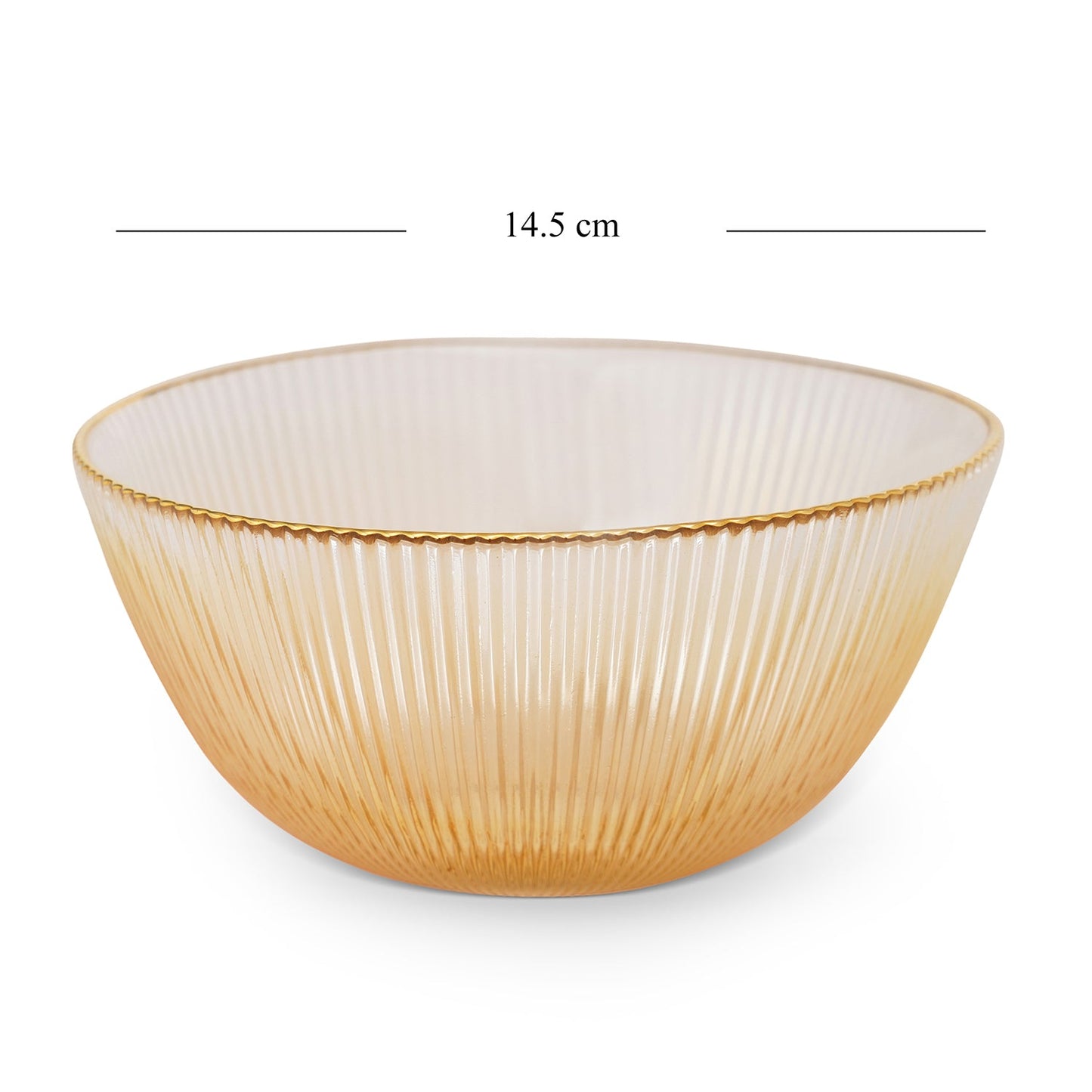 Set Of 2 Gold Radial Glass Serving Bowls