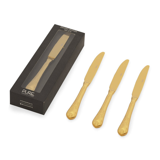 Set Of 4 Gold Stainless Steel Dinner Knives