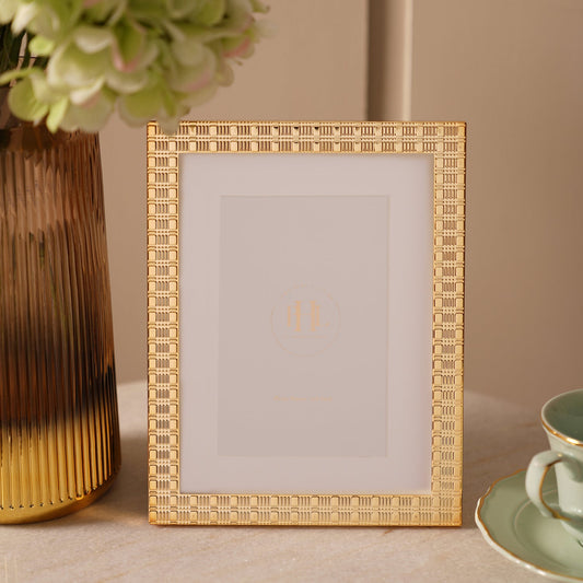 Gold Plated Patterned Metal Photo Frame - Small