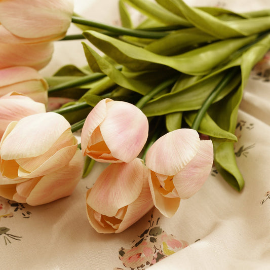 Yellow Faux Tulip Spray Single