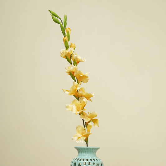 Yellow Gladiolus Faux Flower Stem Single