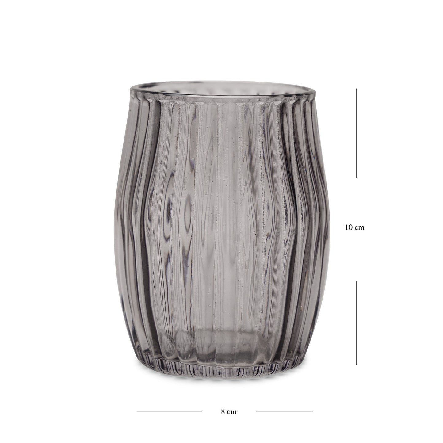 Black Ribbed Glass Toothbrush Holder