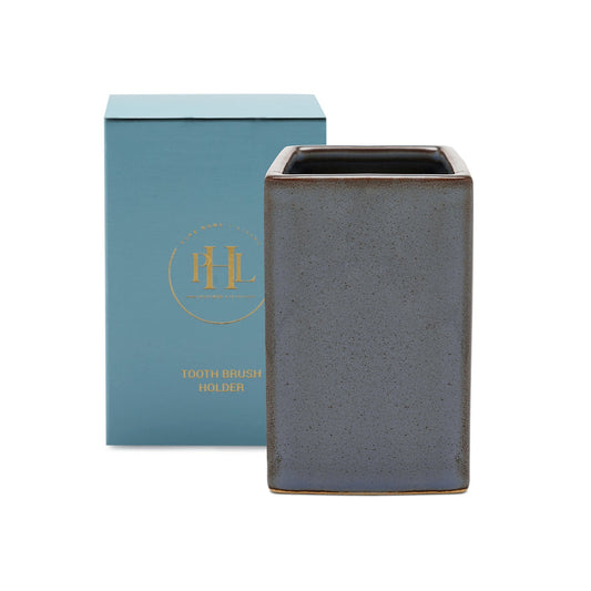 Grey Glazed Stone Toothbrush Holder