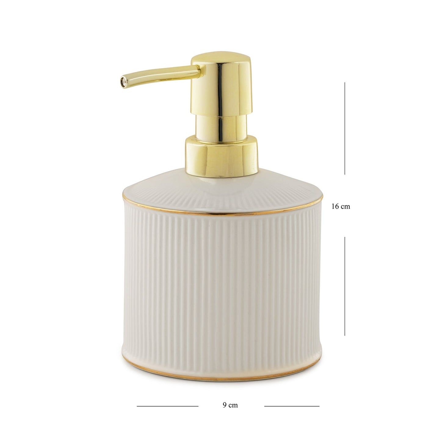 White Ribbed Porcelain Soap Dispenser