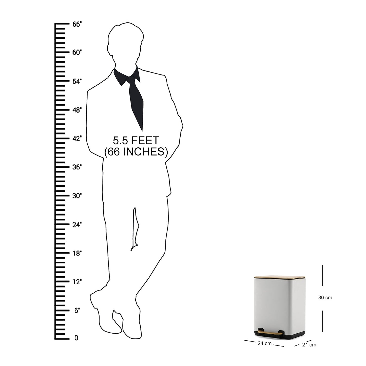 White Iron Pedal Rectangular Dustbin With Lid - Small