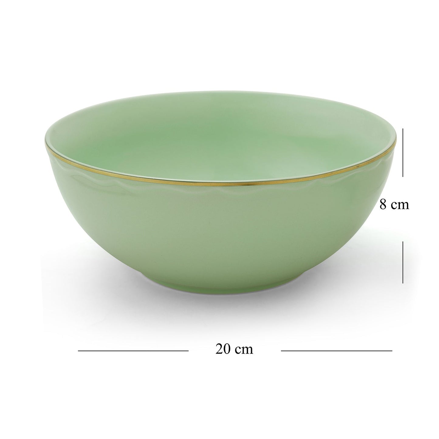 Green Porcelain Serving Bowl With Gold Rim