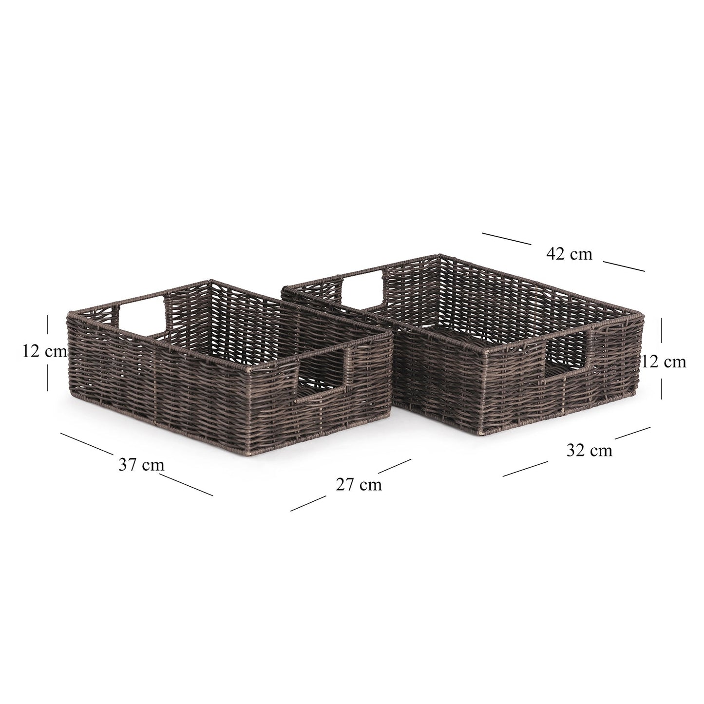 Set Of 2 Brown Resin Wicker Basket