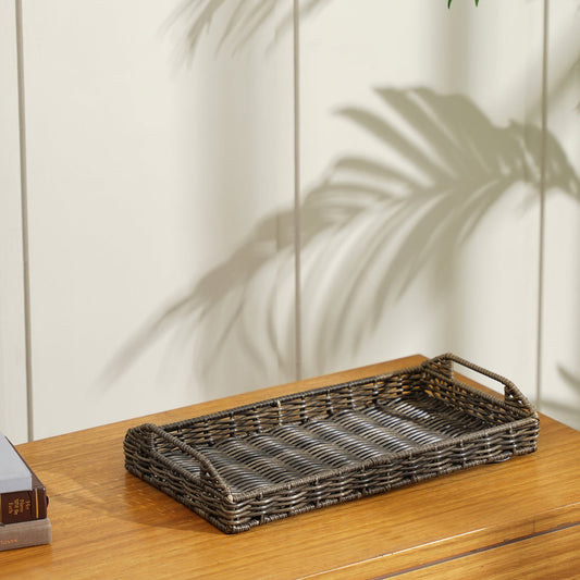 Brown Resin Wicker Tray