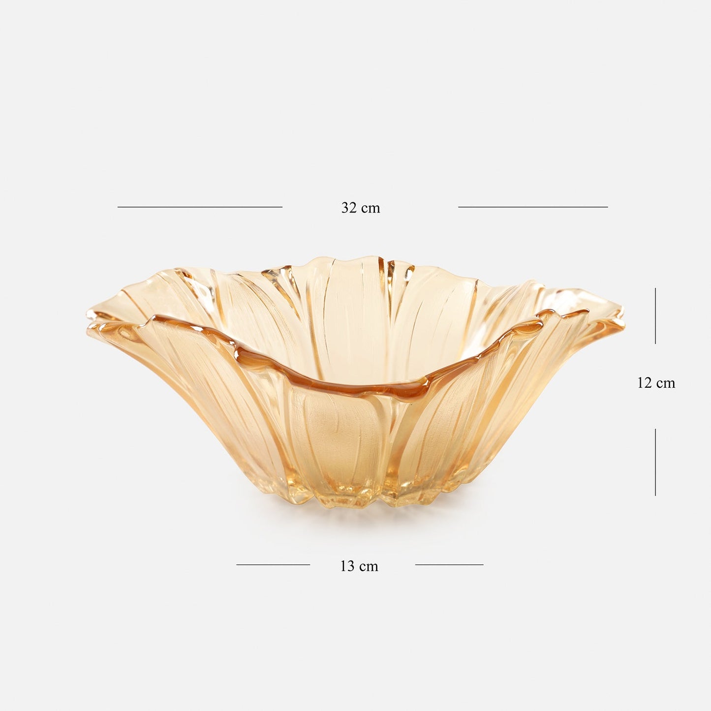 Gold Floral Design Glass Bowl-Large