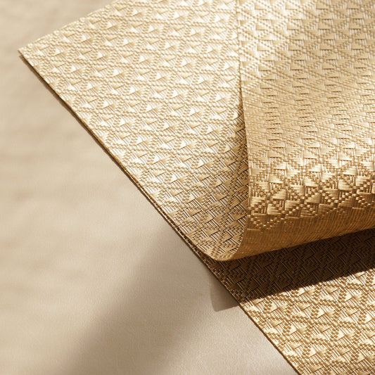 Set of 2 Beige Diamond Design PVC Placemats