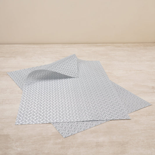 Set Of 2 Silver Diamond Design Pvc Placemats