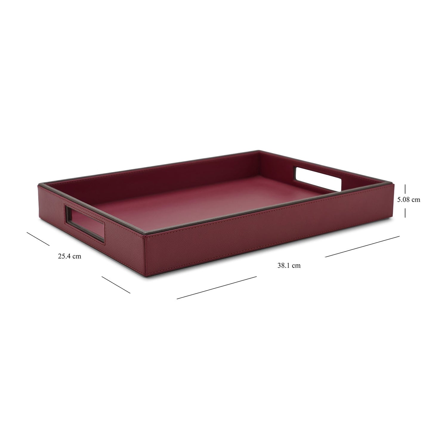 Red Rectangle Faux Leather Serving Tray