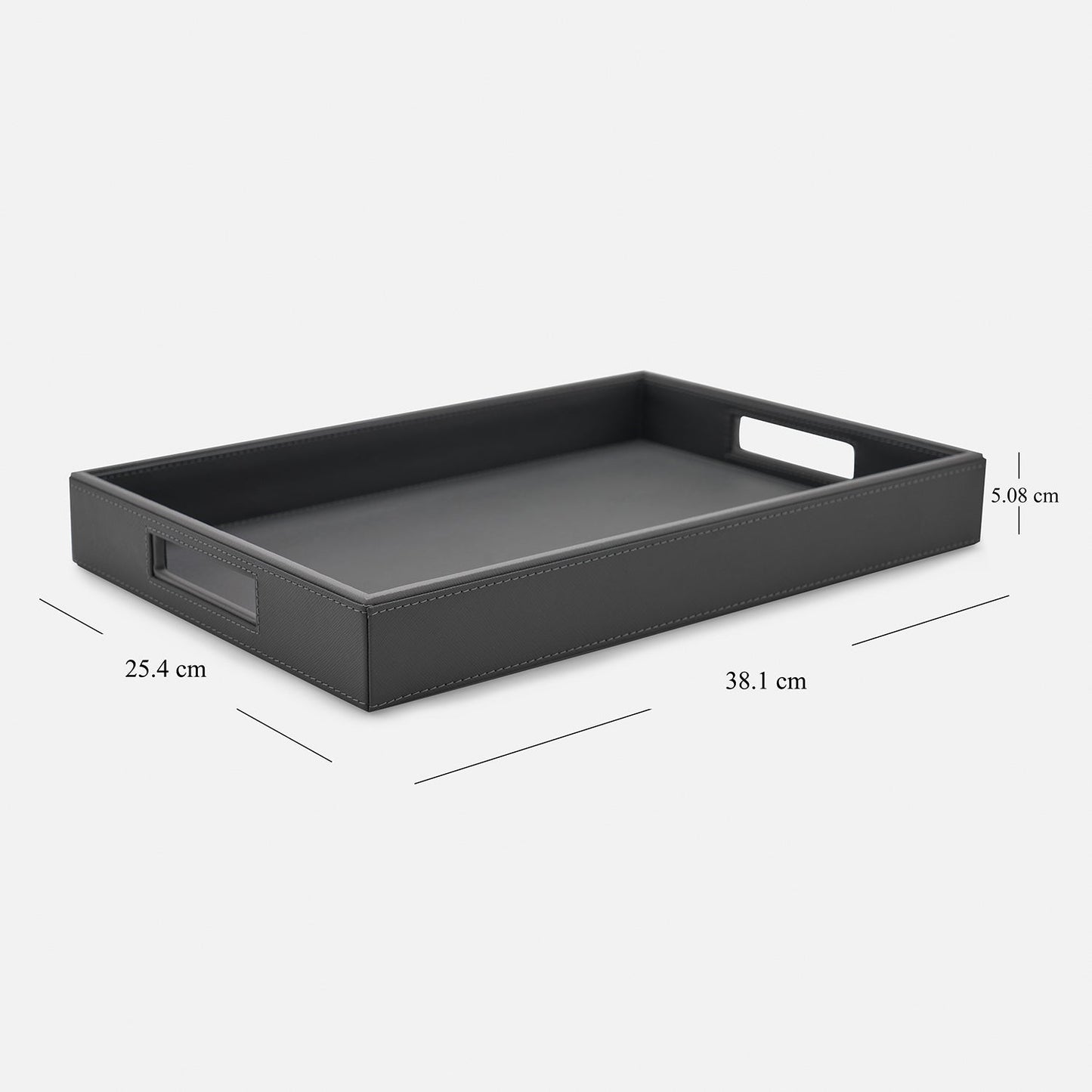 Dark Grey Rectangle Faux Leather Serving Tray