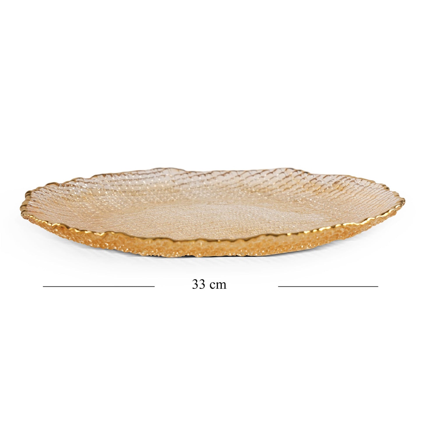 Set Of 2 Gold Fizz Textured Glass Charger Plates 33×33×2.5cm