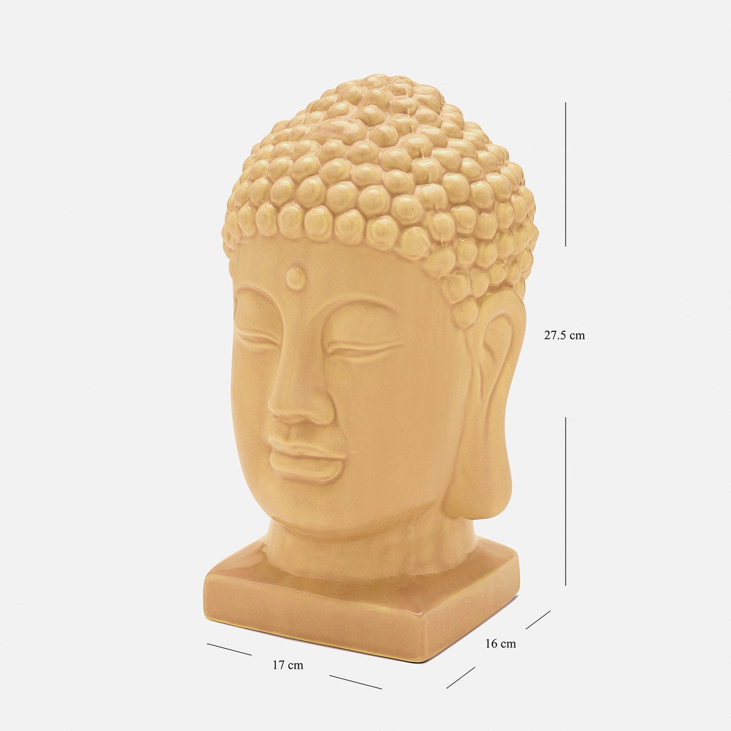 Yellow Ceramic Buddha Head - Large