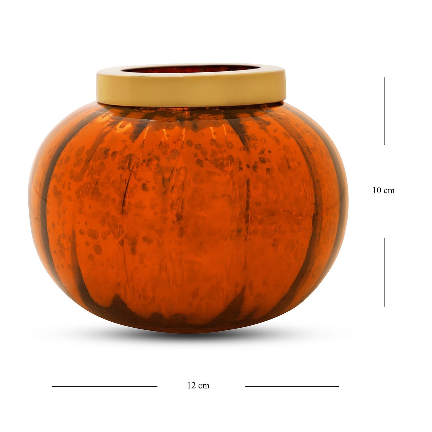 Orange Round Optic Glass Tea Light Holder