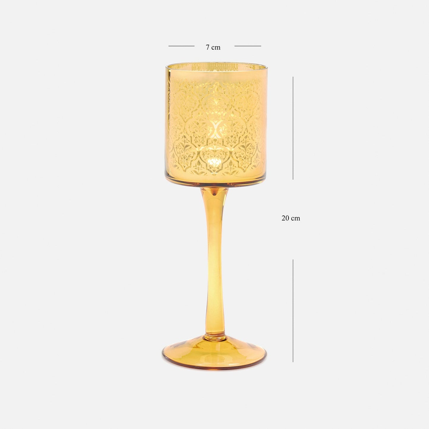 Gold Pattern Glass Stem Candle Holder