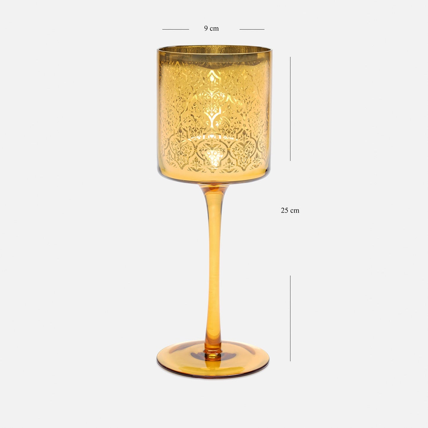 Gold Pattern Glass Stem Candle Holder