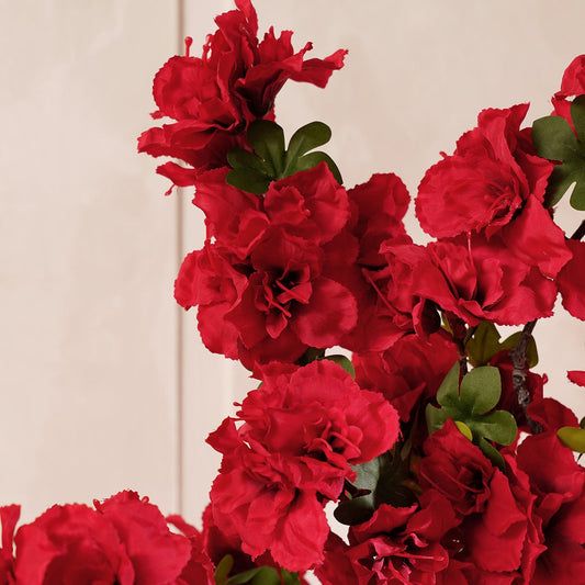 Red Azalea Faux Flower Stem - Single