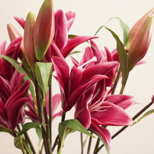 Dark Pink Lily Faux Flower Stem - Single