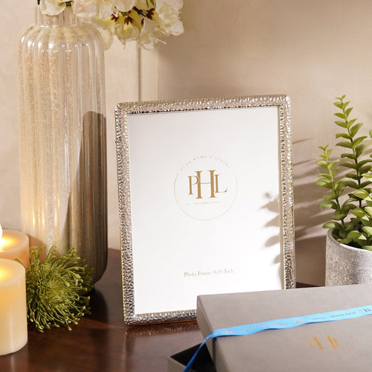 Silver Plated Hammered Metal Photo Frame - Large