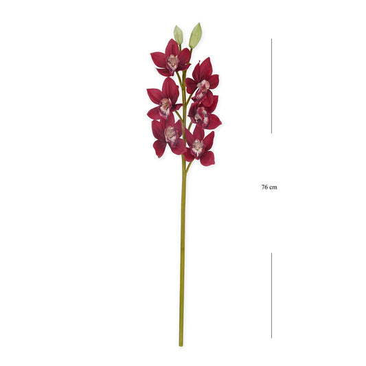 Red Boat Orchid Faux Flower Stem - Single