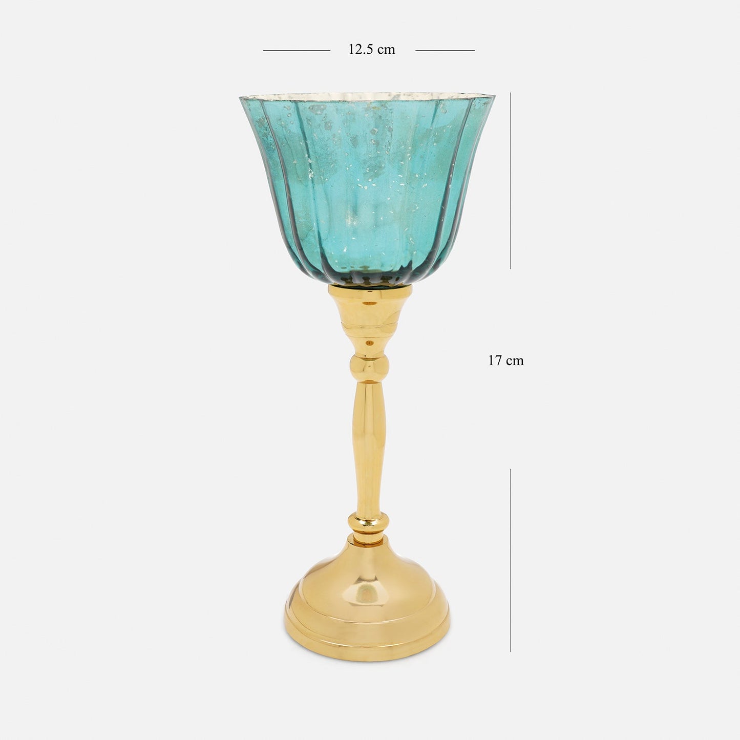 Teal and Gold Votive with Metal Stand - Small
