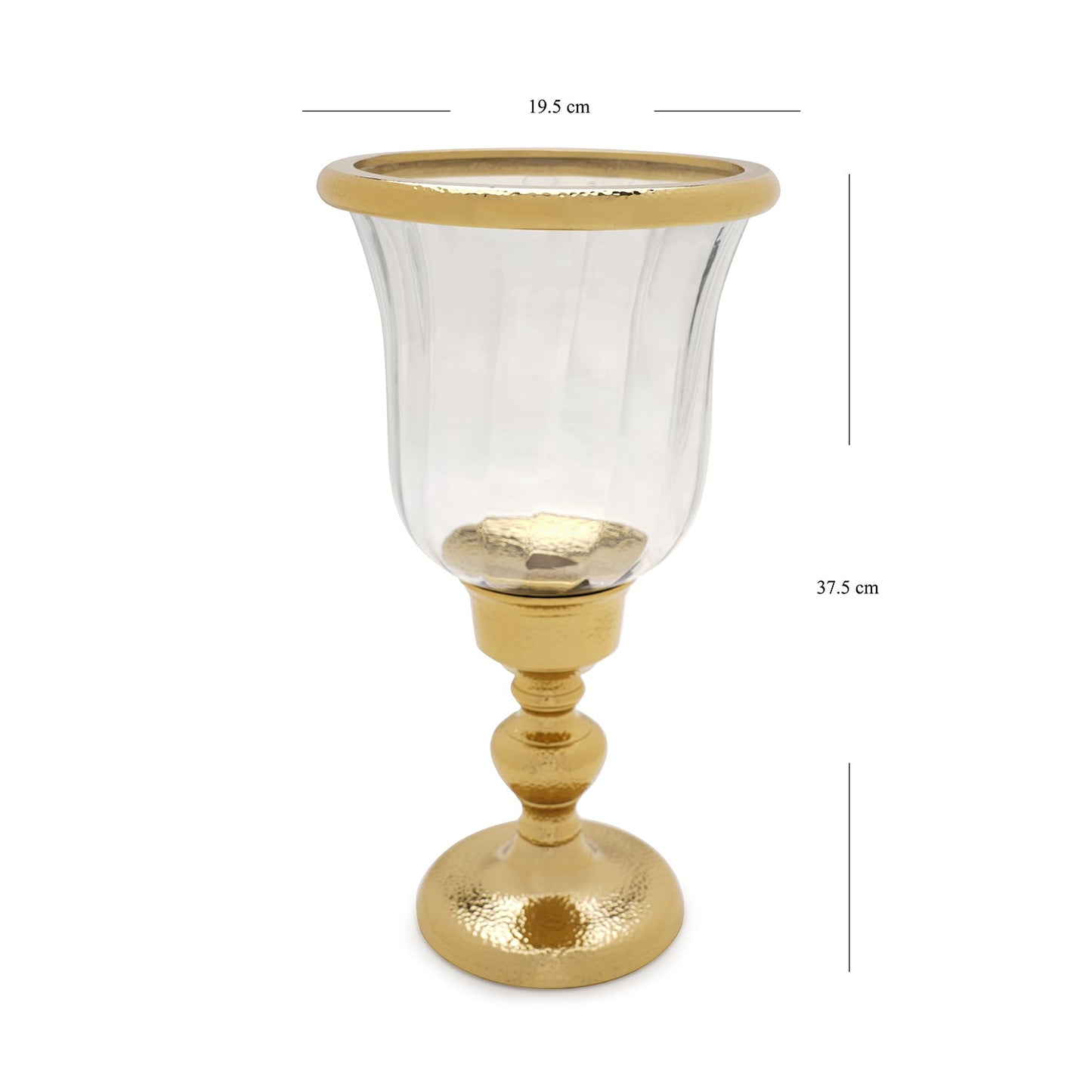 Clear Glass Hurricane with Tall Metal Stand - Large