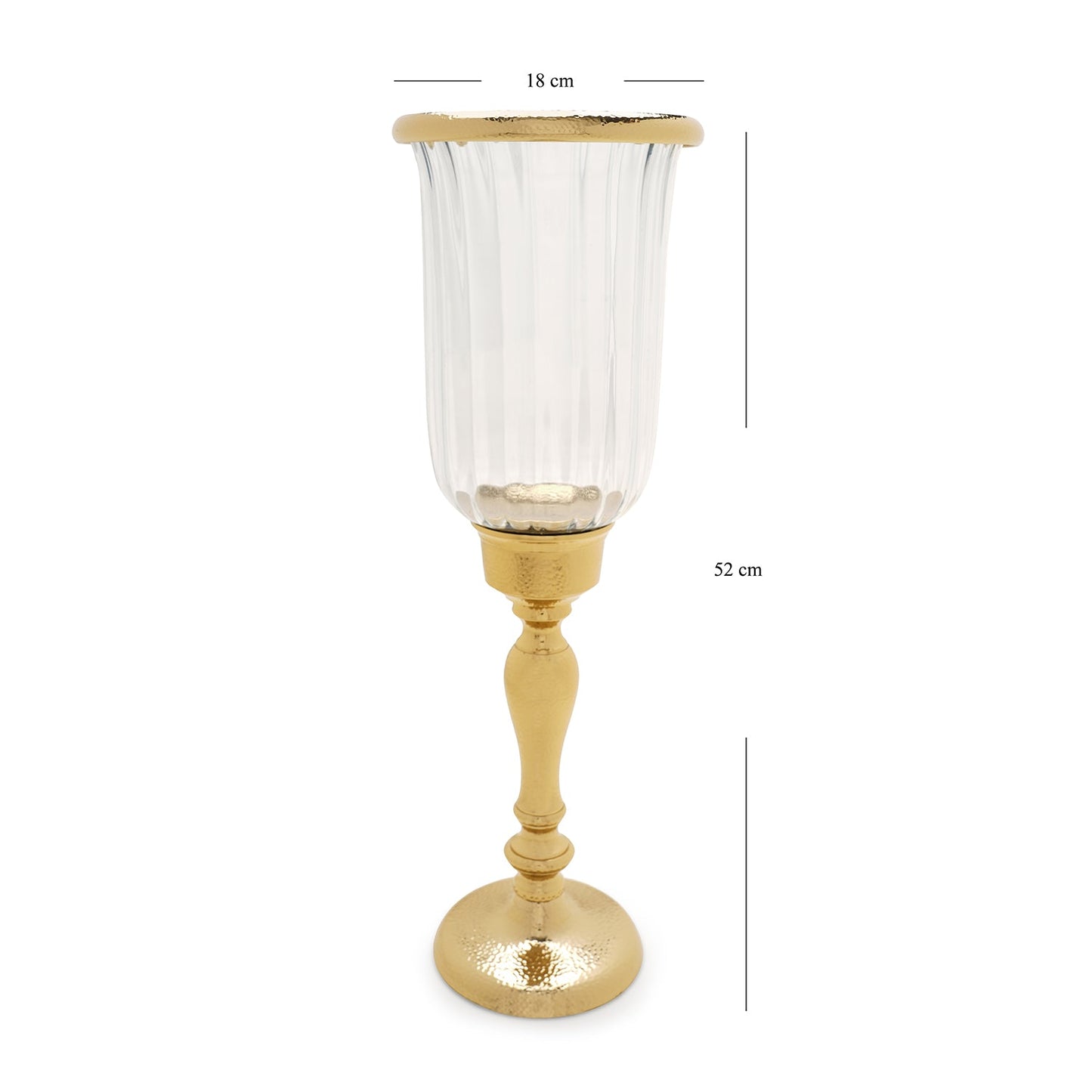 Clear Glass Hurricane with Curved Metal Stand - Small