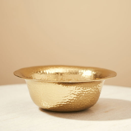 Gold Hammered Decorative Metal Bowl - Small
