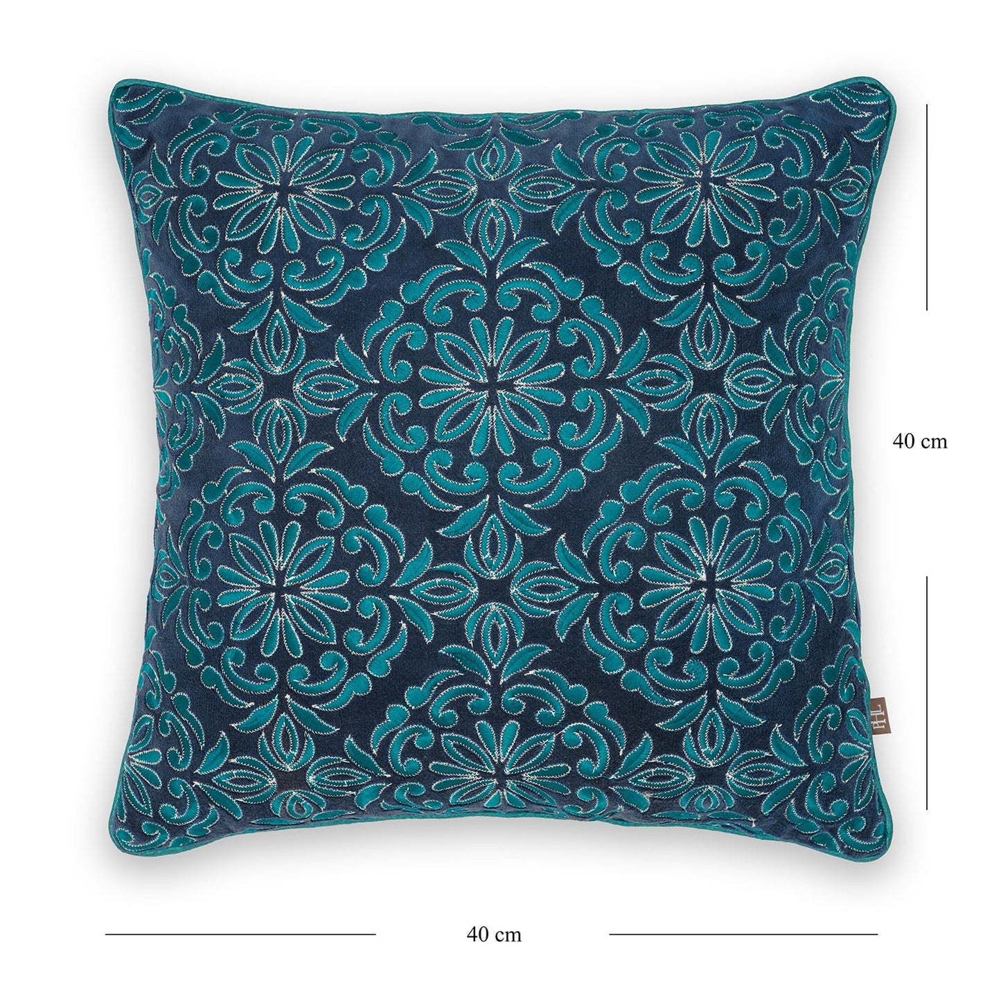 Blue Embroidered Cushion Cover