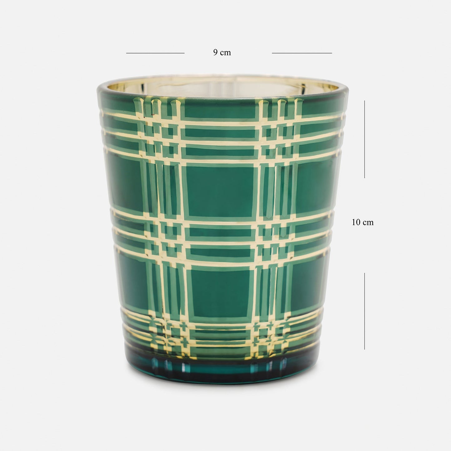 Set of 4 Green and Gold Cut Pattern Votives
