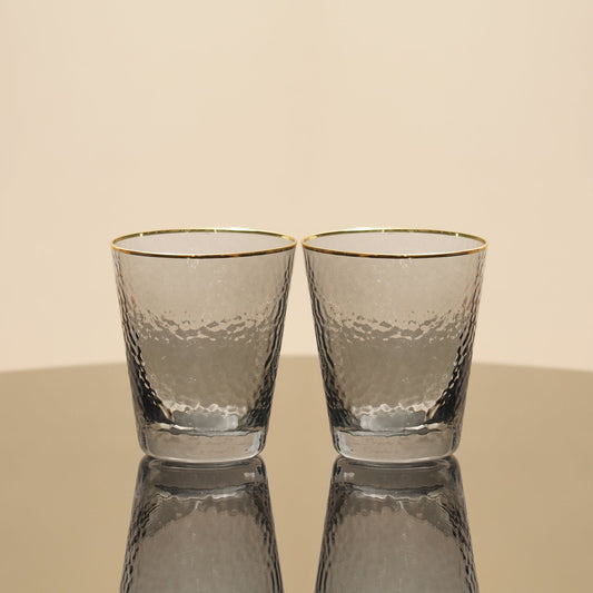 Set of 2 Grey Hammered Drinking Glasses